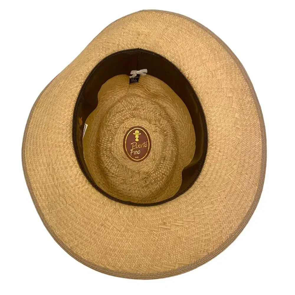 Puerto Fino Colombian Straw Hat Size 7 1/2 Tan Fedora